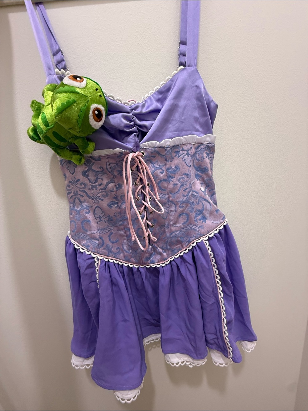 Rapunzel costume, Lilac Lace-Up Mini Dress with Decorative Bodice